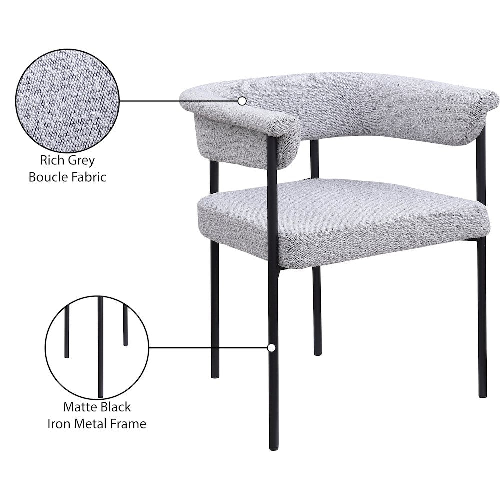 Malin Grey Boucle Fabric Dining Chair, Set of 2