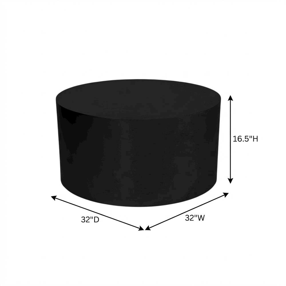 Contemporary Matte Black Coffee Table with Drum Legs and Modern Style