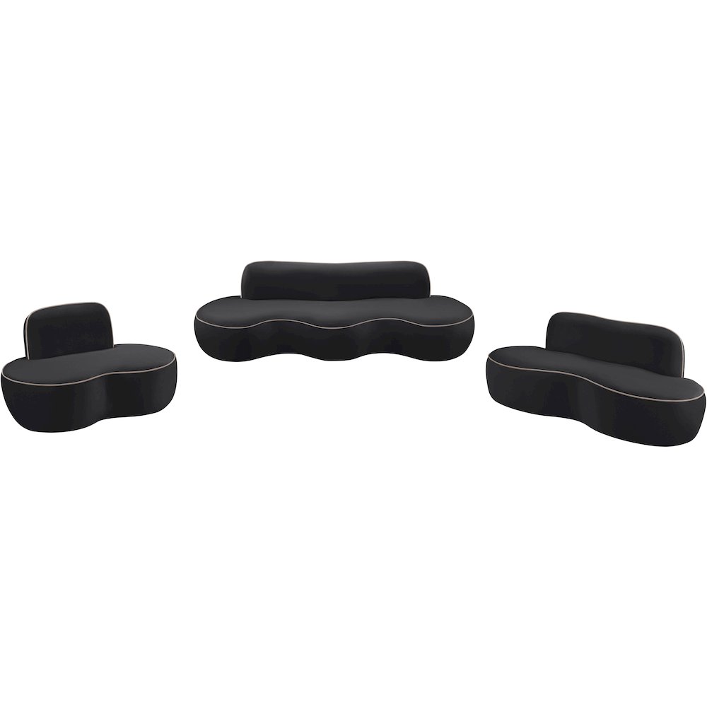 Swerve 100" Black Velvet Upholstered Sofa