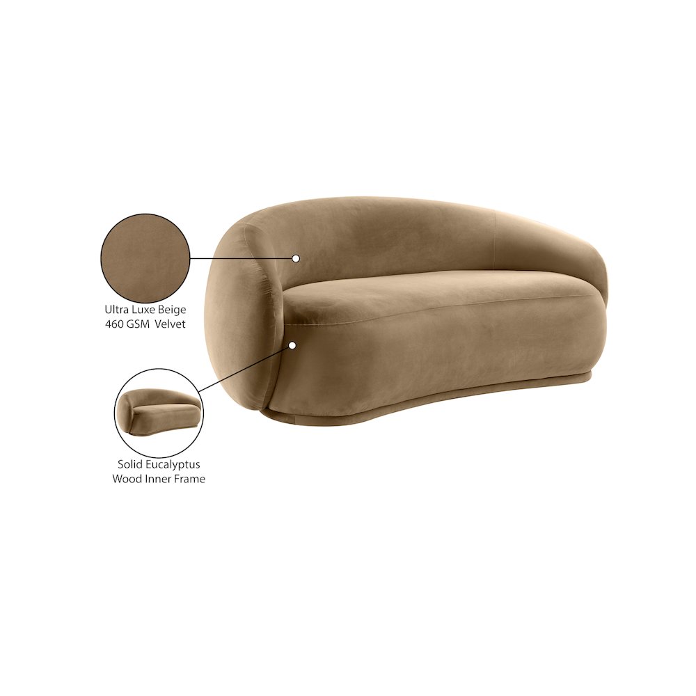 Emery Beige Velvet Loveseat