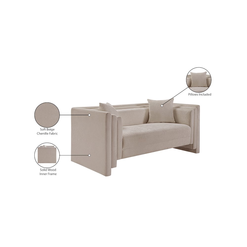 Everett Beige Chenille Fabric Loveseat