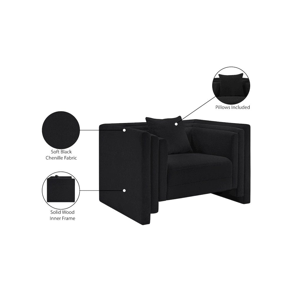 Everett Black Chenille Fabric Chair