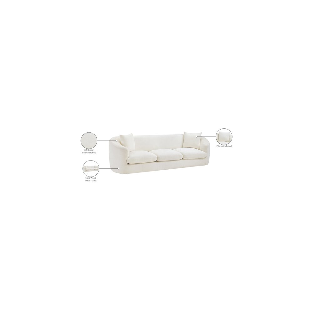 Penelope Cream Chenille Fabric Sofa