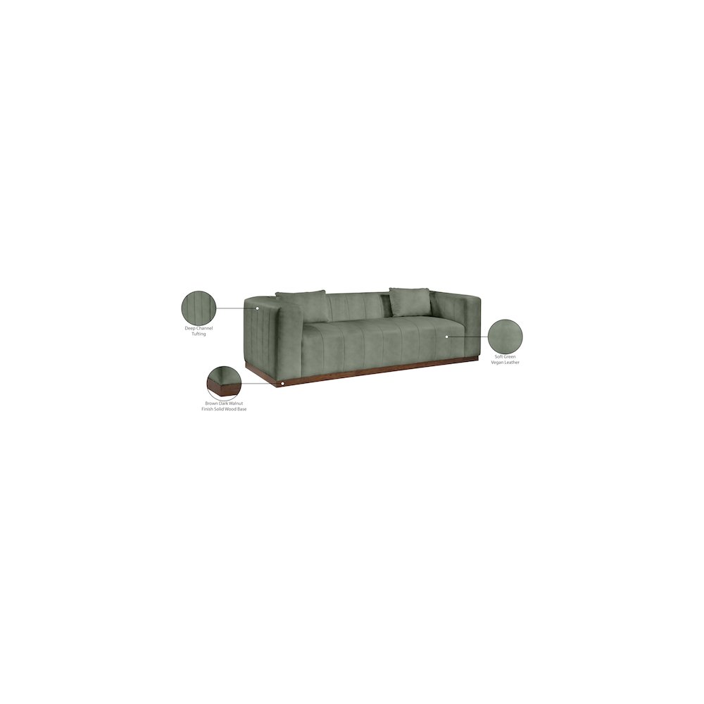 Mallina Green Vegan Leather Sofa