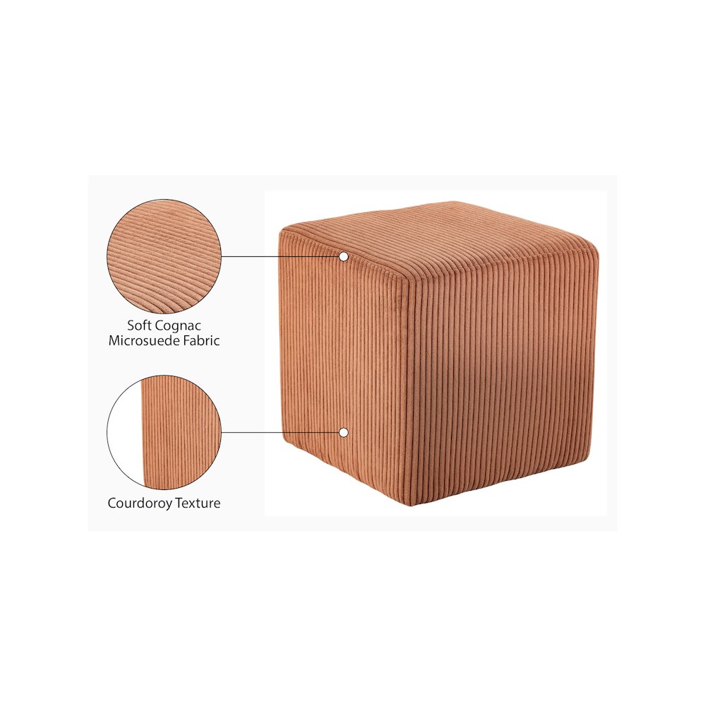 Roy Cognac Microsuede Fabric Ottoman/Stool