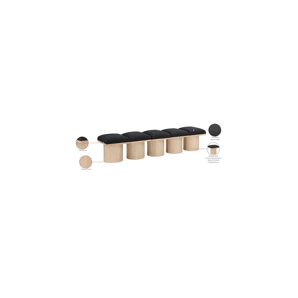 Pavilion Black Boucle Fabric Bench
