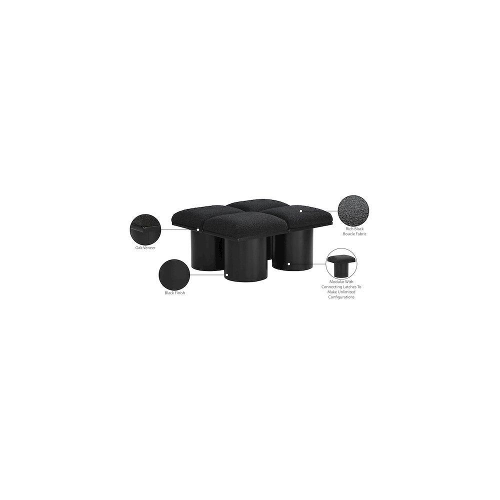 Pavilion Black Boucle Fabric Bench