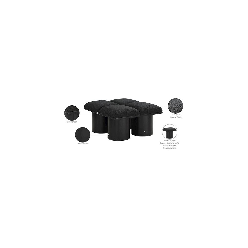 Pavilion Black Boucle Fabric Bench
