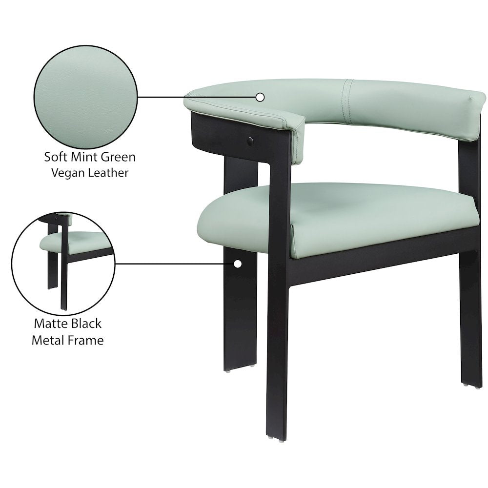 Romeo Mint Green Vegan Leather Dining Chair, Set of 2