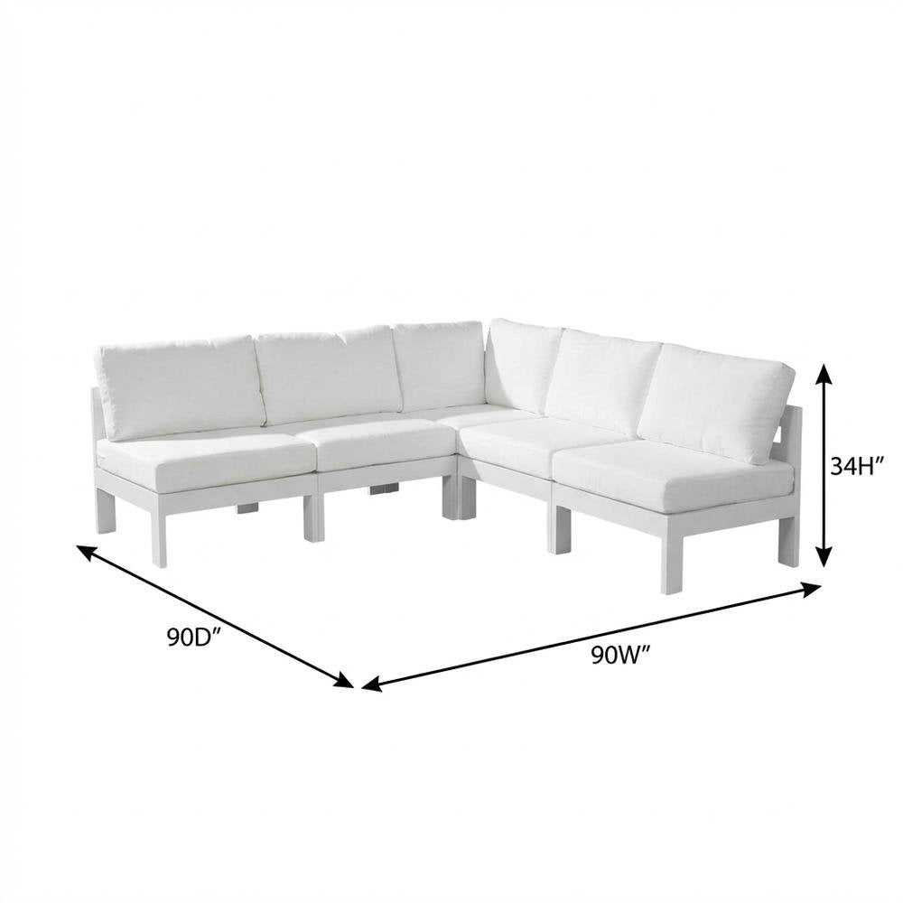 White Fabric Outdoor Patio Modular Sectional With Contemporary Style