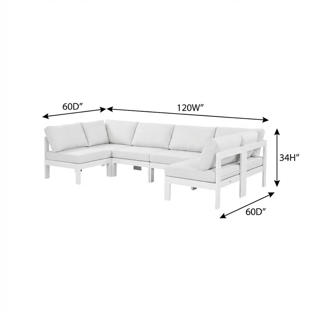 White Fabric Outdoor Modular Sectional For Patio Lounge With Contemporary Style