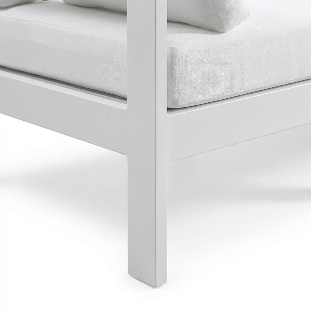 White Fabric Outdoor Patio Modular Sofa, Contemporary Style, Comfortable Back