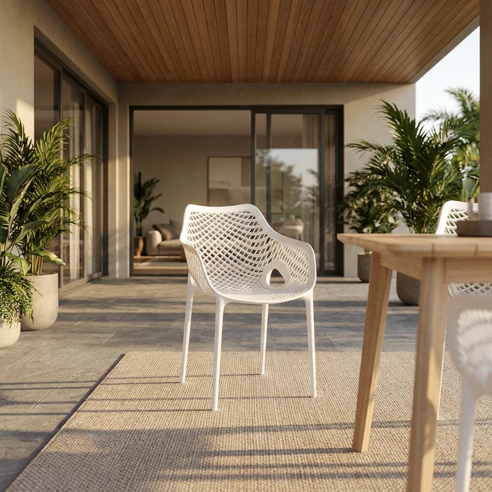 Outdoor Patio Dining Chairs Set Of 4, Protective Finish, Contemporary