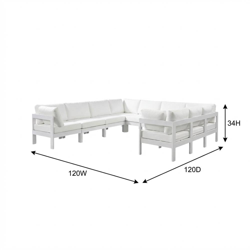 White Fabric Outdoor Patio Modular Sectional For Contemporary Style Relaxation