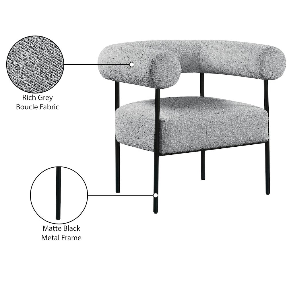 Blake Grey Boucle Fabric Accent Chair