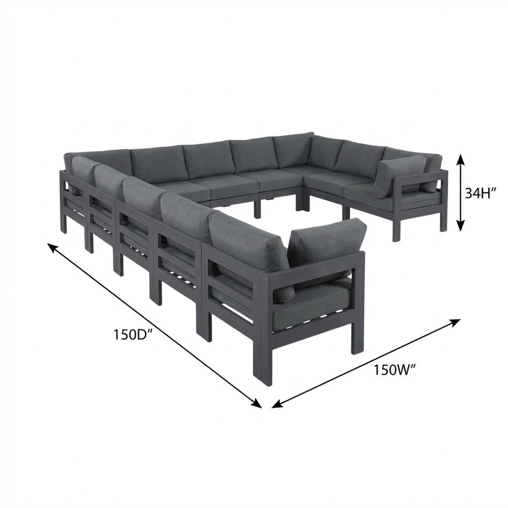 Gray Fabric Outdoor Patio Modular Sectional With Contemporary Style