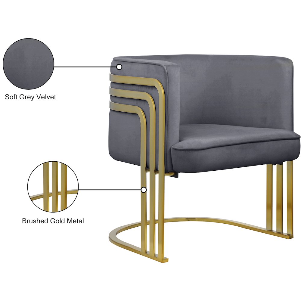 Rays Grey Velvet Accent Chair
