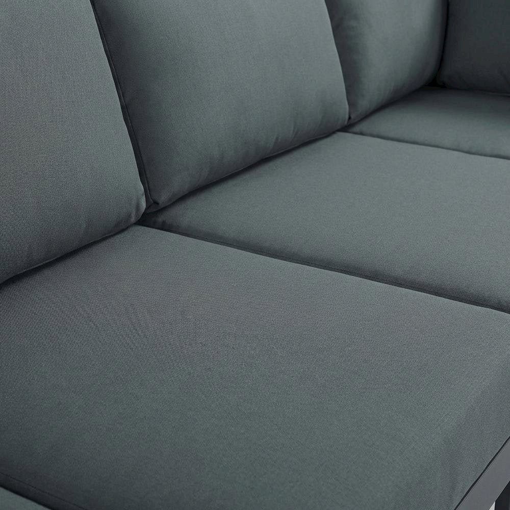Gray Fabric Outdoor Patio Modular Sectional With Contemporary Style