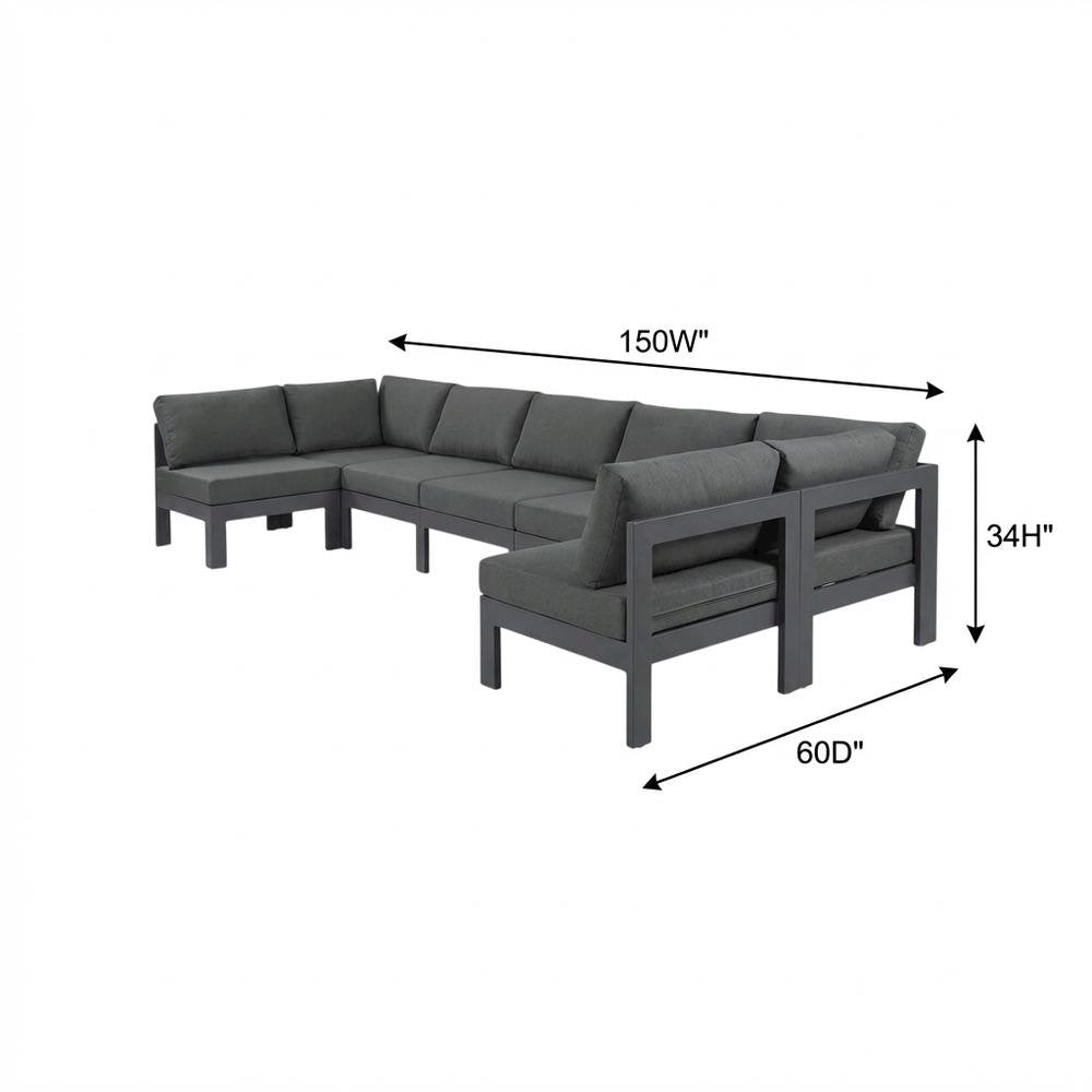 Gray Fabric Outdoor Patio Modular Sectional For Contemporary Lounge