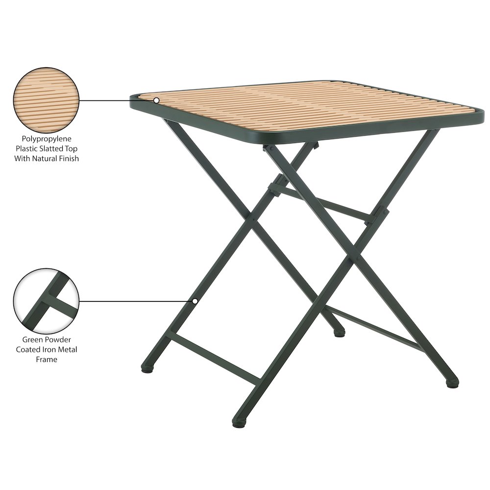 Marilla 27.75" Green / Natural Iron Outdoor Dining Table