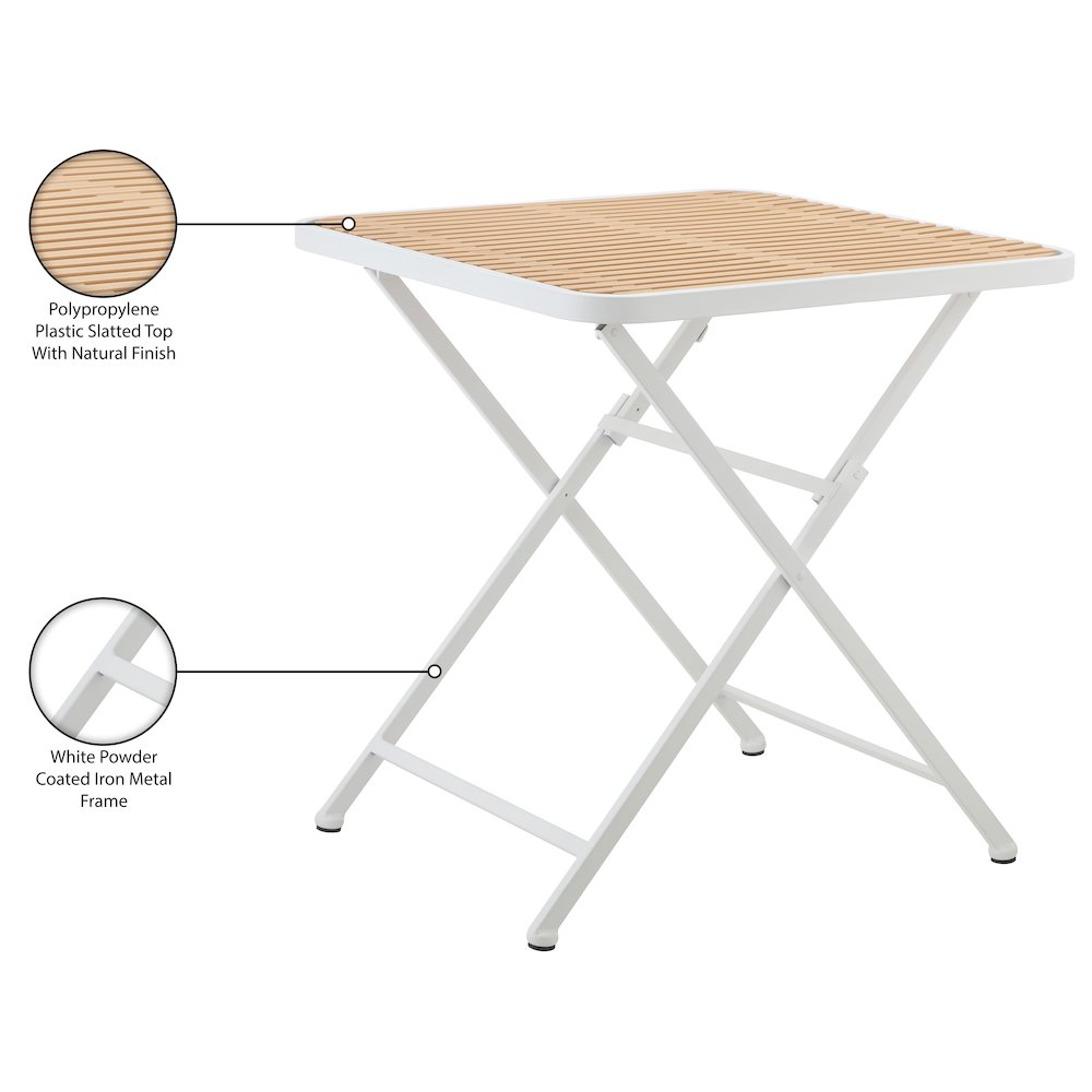 Marilla 27.75" White / Natural Iron Outdoor Dining Table
