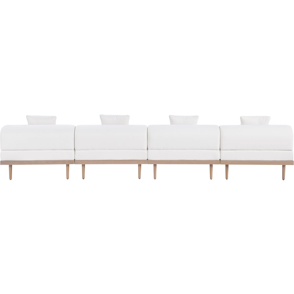Laguna 142" Cream Water Resistant Fabric 4pc. Outdoor Modular Sofa