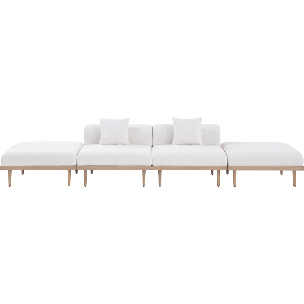 Laguna 142" Cream Water Resistant Fabric 4pc. Outdoor Modular Sofa