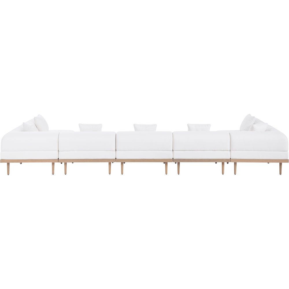 Laguna 177.5" Cream Water Resistant Fabric 7pc. Outdoor Modular Sectional