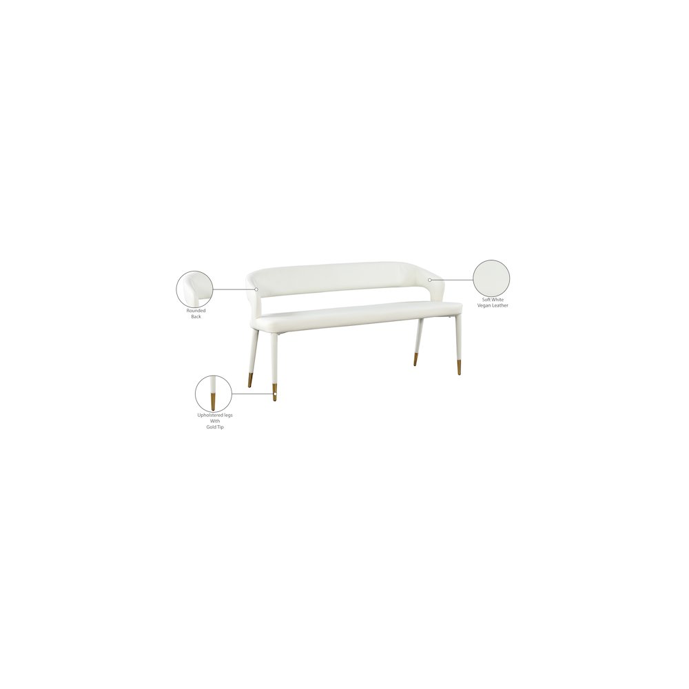 Destiny White Vegan Leather Bench
