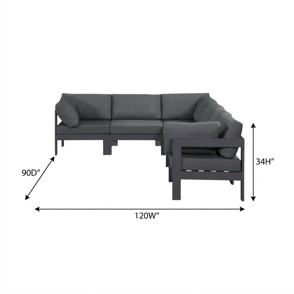Gray Fabric Outdoor Modular Sectional With Contemporary Style