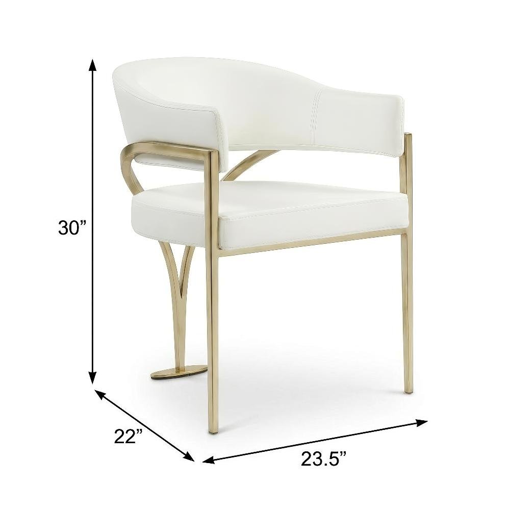 Gold Vegan Leather Dining Chair Set of 2 with Armrests and Contemporary Design