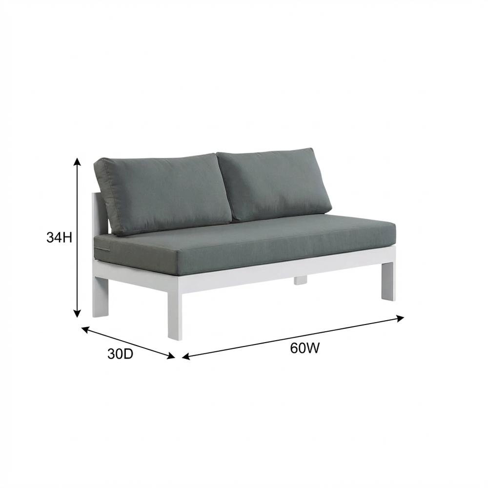 Gray Fabric Outdoor Modular Sofa With Contemporary Style And Cushioned Seating