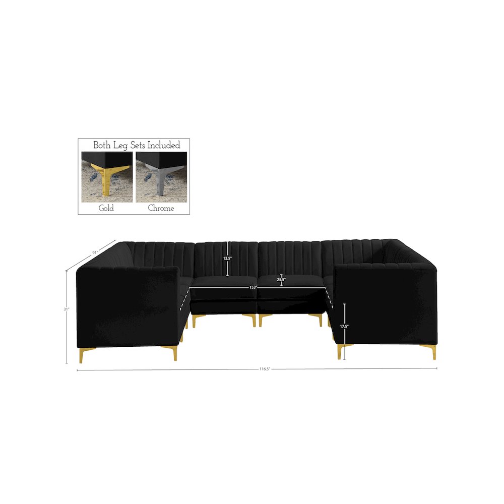 Alina Black Velvet Modular Sectional