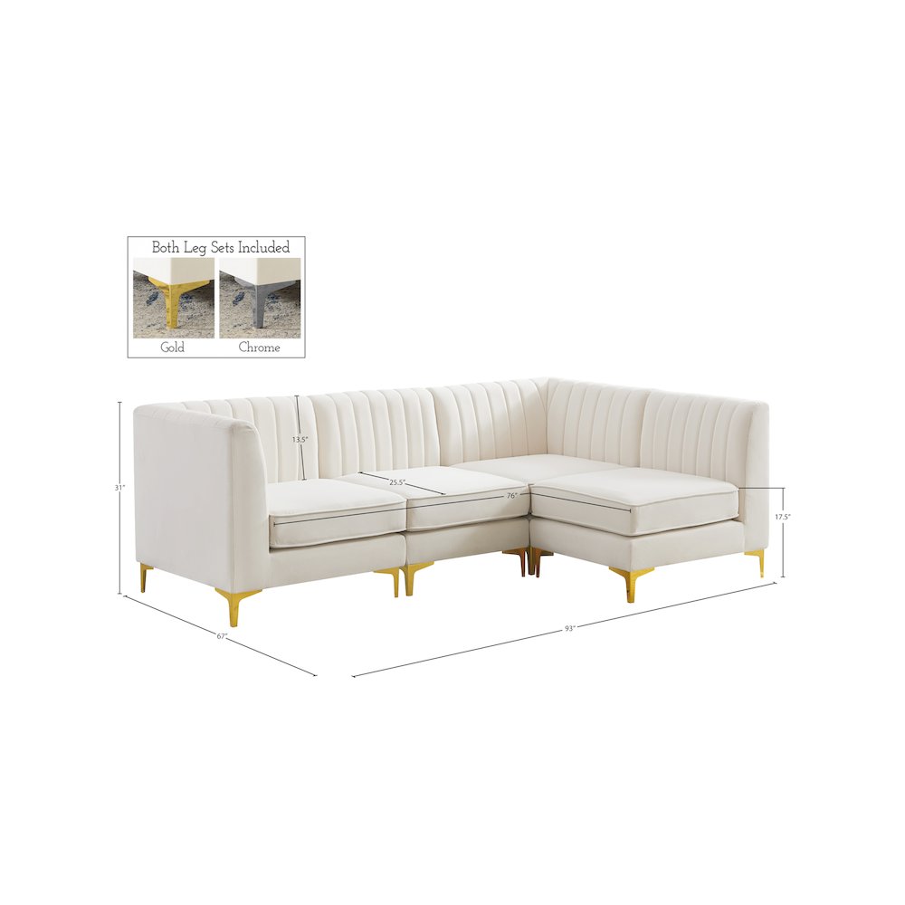 Alina Cream Velvet Modular Sectional