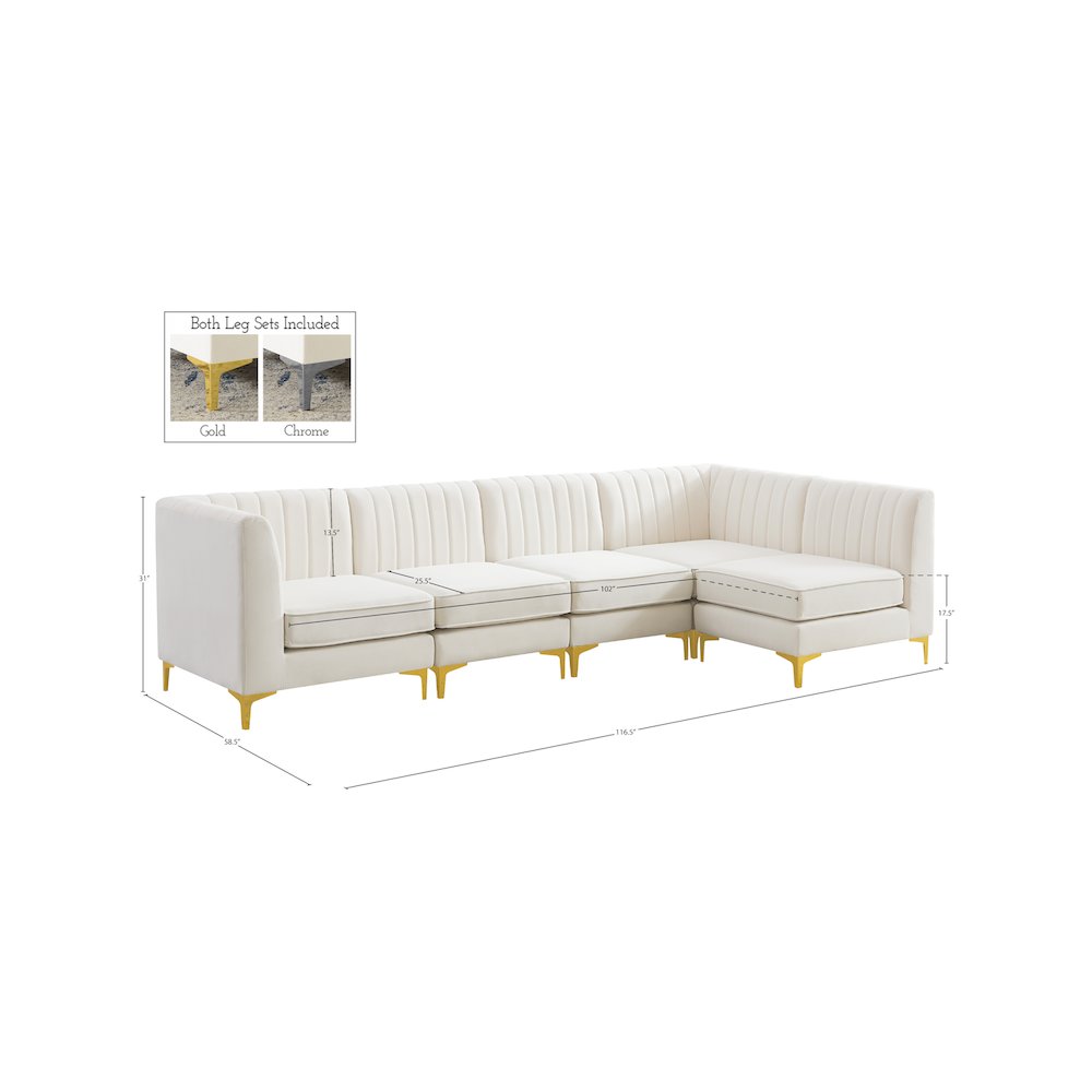 Alina Cream Velvet Modular Sectional