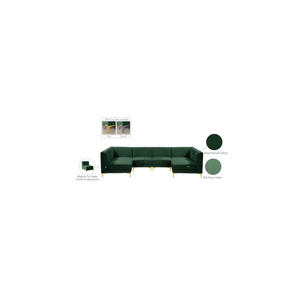 Alina Green Velvet Modular Sectional