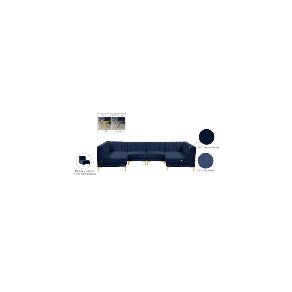 Alina Navy Velvet Modular Sectional