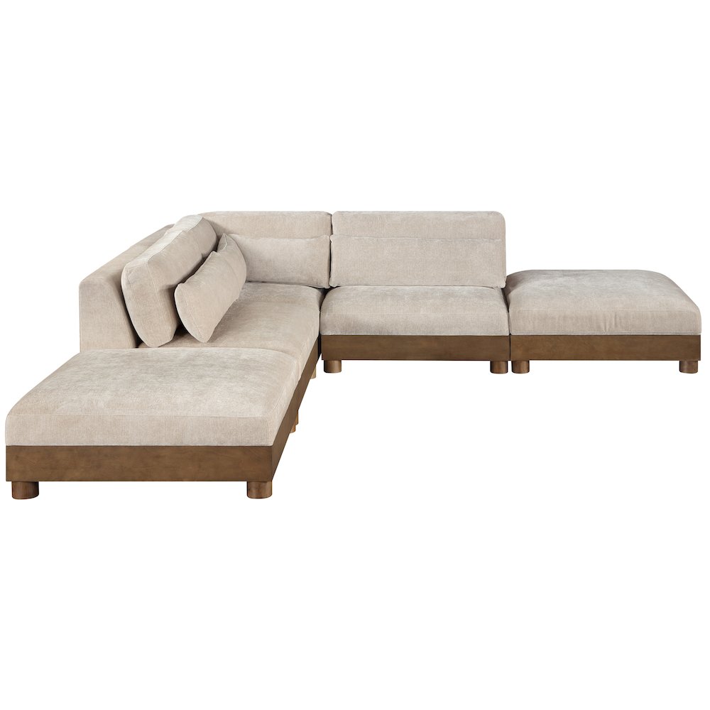 Turin 120" Taupe Chenille Fabric Upholstered 5pc. Modular Sectional
