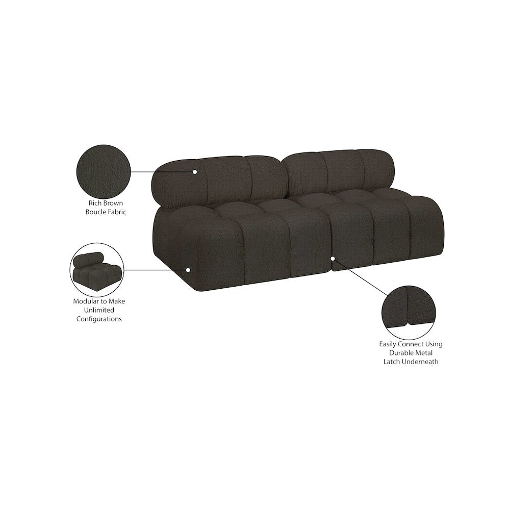 Ames Brown Boucle Fabric Modular Sofa