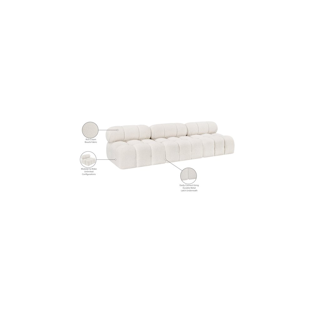 Ames Cream Boucle Fabric Modular Sofa