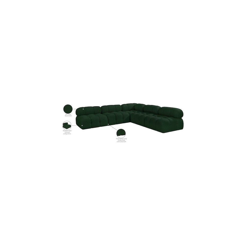 Ames Green Boucle Fabric Modular Sectional