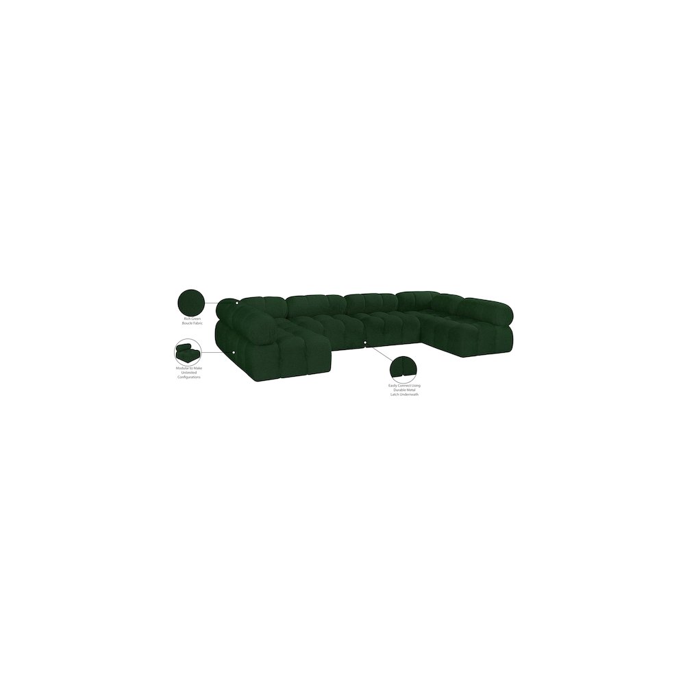 Ames Green Boucle Fabric Modular Sectional