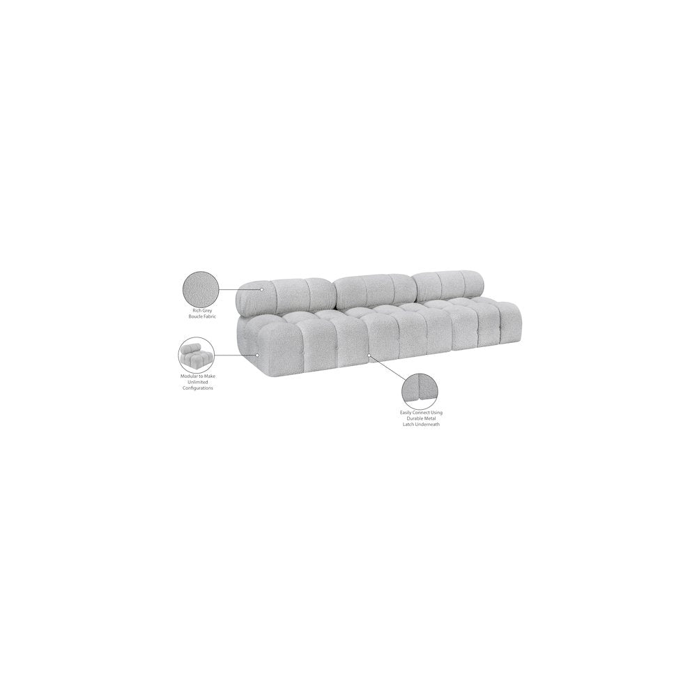 Ames Grey Boucle Fabric Modular Sofa