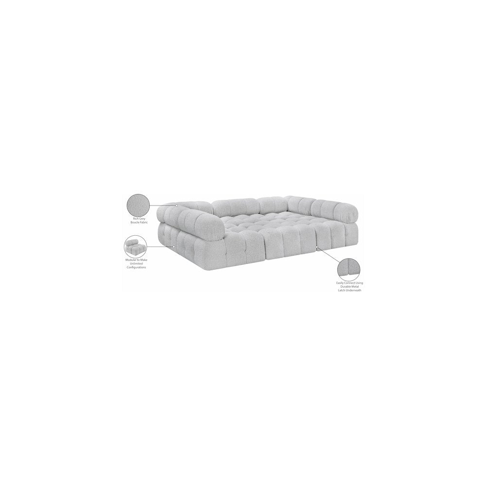 Ames Grey Boucle Fabric Modular Sectional