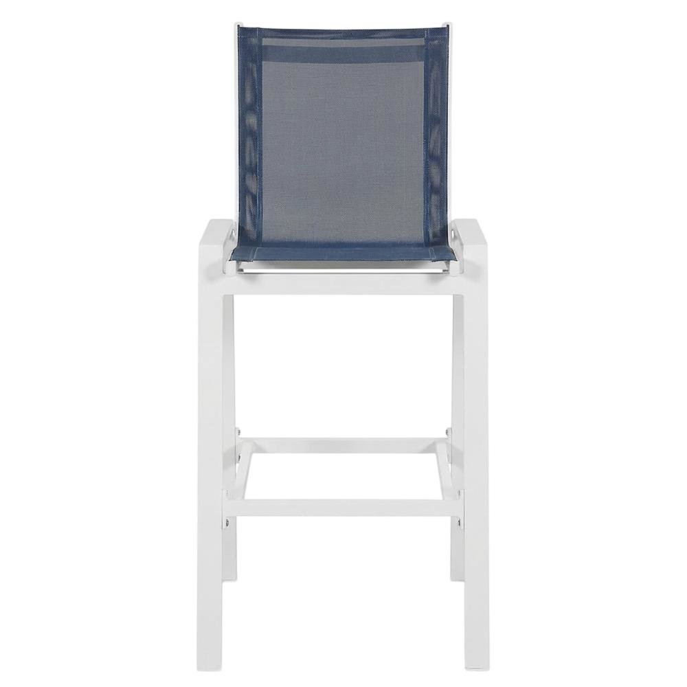 Navy Mesh Fabric Outdoor Patio Barstools Set Of 2 With Contemporary Style