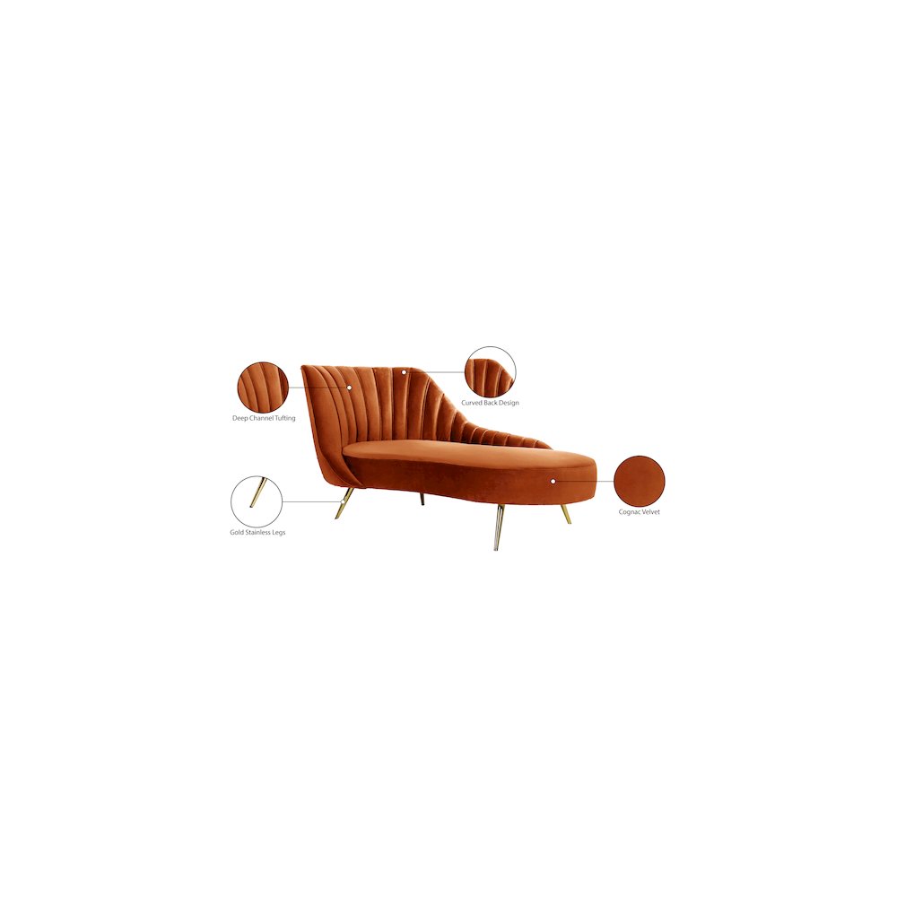 Margo Cognac Velvet Chaise