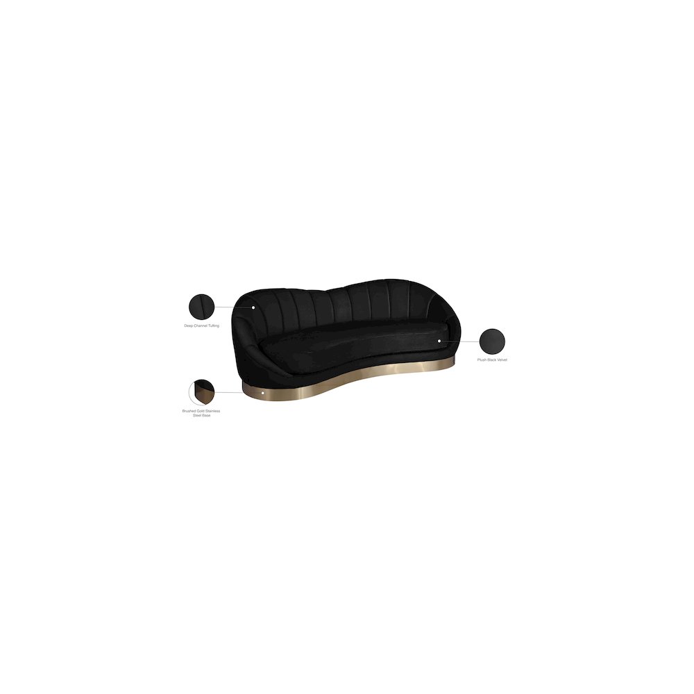 Shelly Black Velvet Sofa