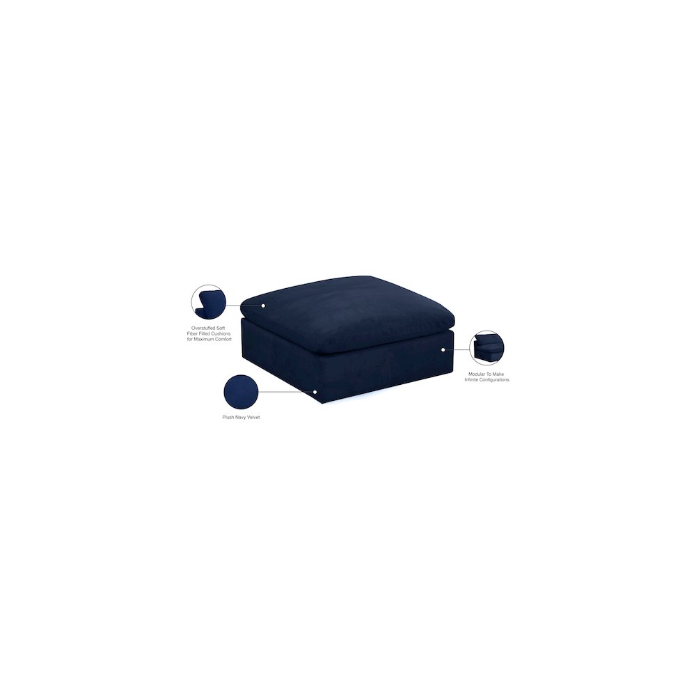 Cozy Navy Velvet Ottoman