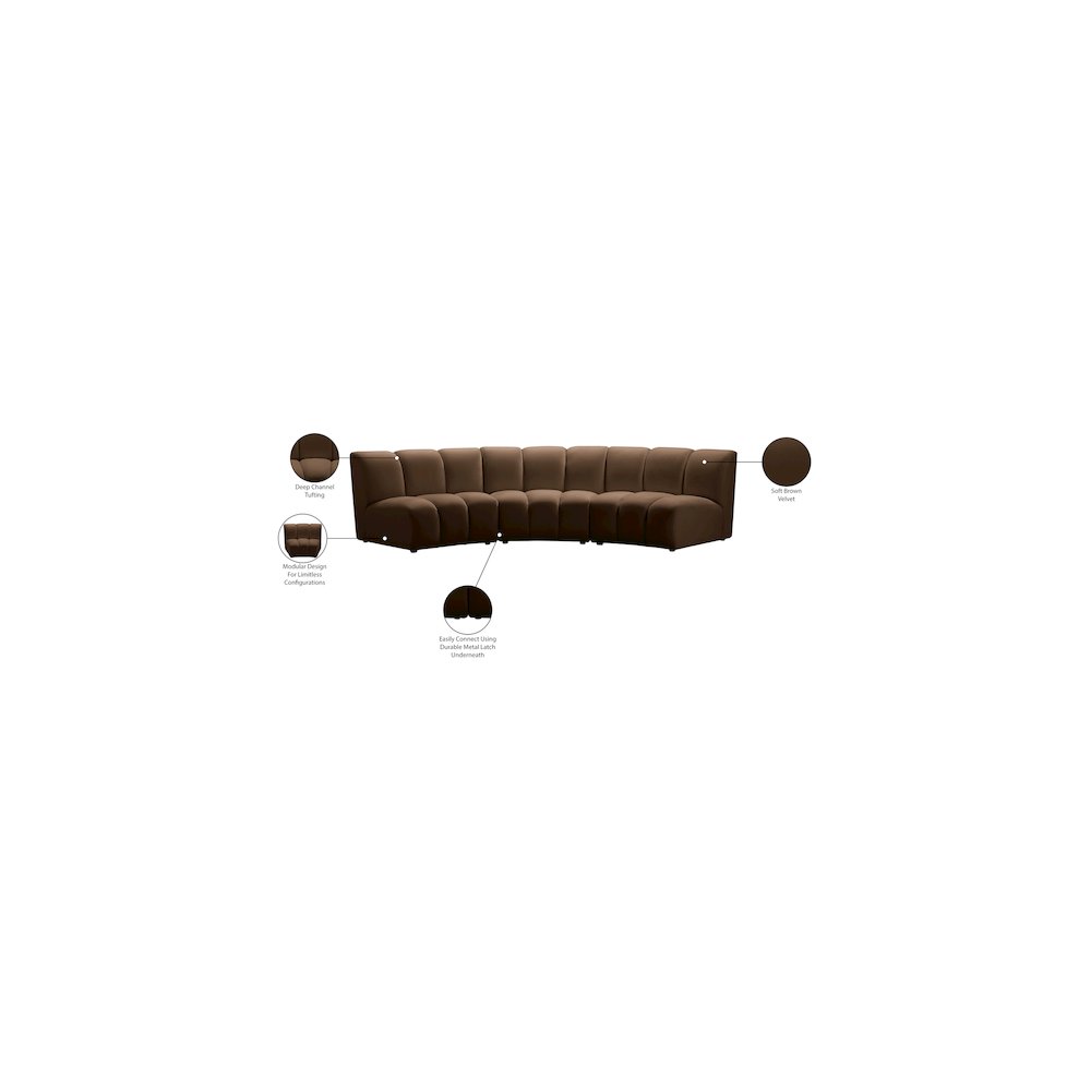 Infinity Brown Velvet 3pc. Modular Sectional
