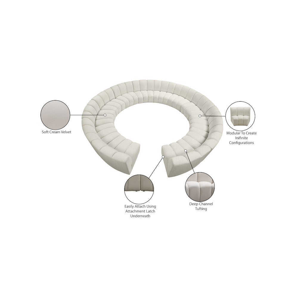 Infinity Cream Velvet 12pc. Modular Sectional